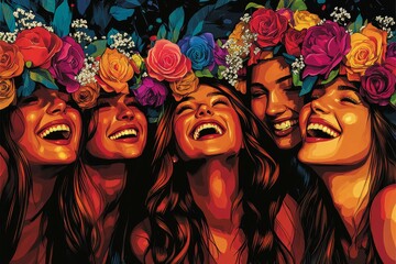 Obraz premium Floral Festival Joy, Flower crowns