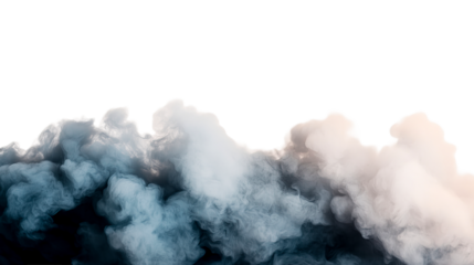 Blue smoke on black background, swirling ethereal vapors, cut out transparent