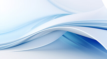 Obraz premium Abstract blue shapes on a white background, creating curves and waves, ideal for high-tech presentations.