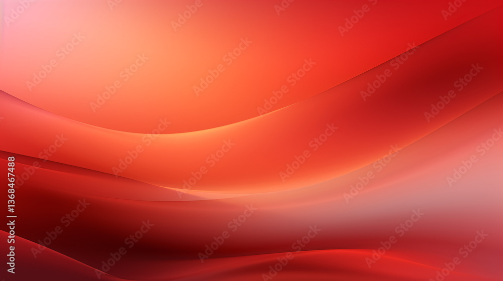 Poster Abstract colorful red gradient background with fully blurred curves and waves, ideal for high-tech presentations.

