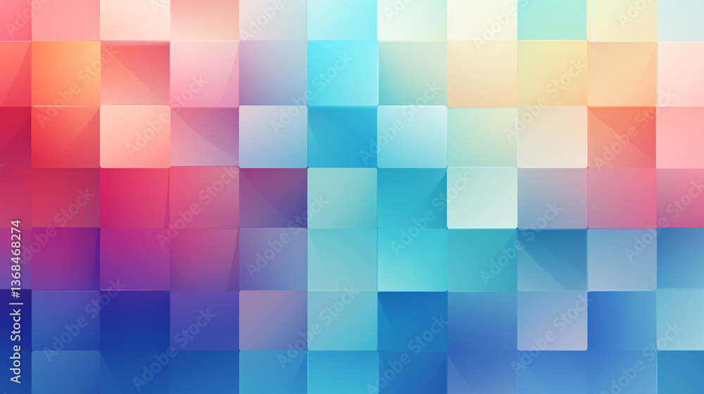 Fototapete  Abstract geometric pattern with soft pastel gradients, perfect for web technology banners and presentations.