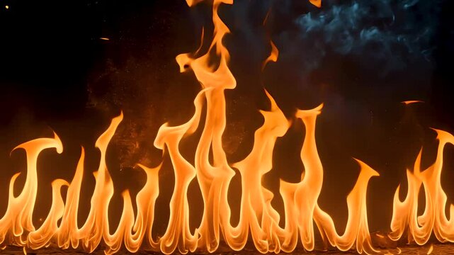 Animated flames rising upward in fiery orange and yellow pattern on black background