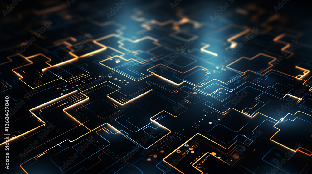 Poster  Abstract technology dark background with circuit board design, perfect for web technology banners and presentations.
