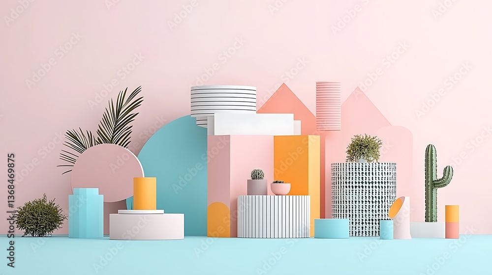 Poster pastel objects minimalist composition