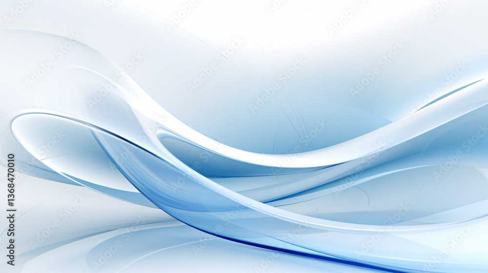 Poster A smooth and serene abstract design featuring a white background with a calming blue and white gradient.