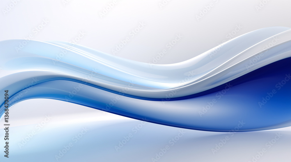 Poster A smooth and serene abstract design featuring a white background with a calming blue and white gradient.