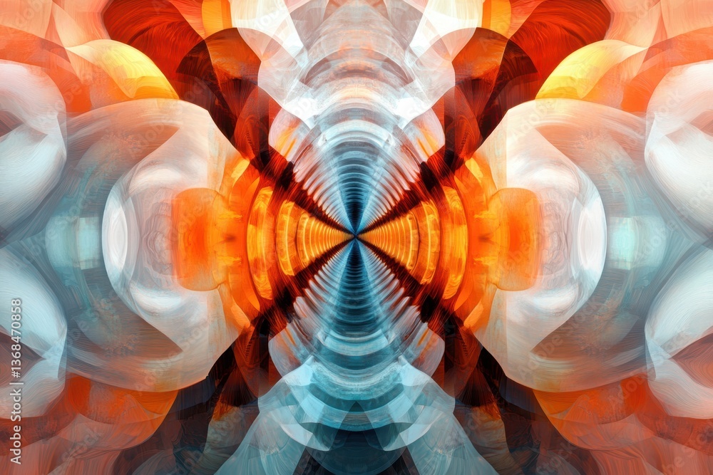 Poster Abstract design featuring vibrant colors and symmetrical patterns in a circular formation