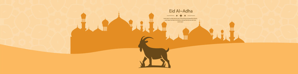 Naklejka premium Eid al-Adha Celebration with Mosque and Camels social media banner design