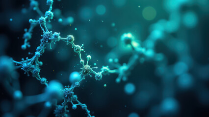 Obraz premium Stunning microscopic view of neurons interacting with NAD+ molecules.