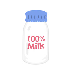 glass bottle of 100% milk