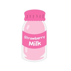 glass bottle of strawberry milk