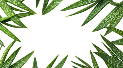 Aloe Vera leaves border, frame, isolated background, cut out transparent