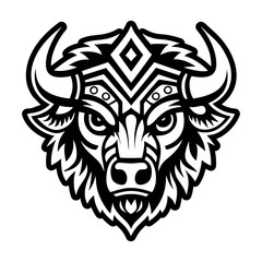 A filled style icon of bison tattoo