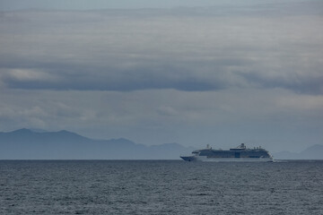 Modern family cruiseship cruise ship liner Brilliance cruising Inside Passage towards Alaska northbound to Last Frontier Glacier and Nature adventure vacation holiday