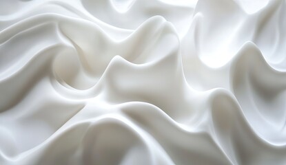 Soft, flowing white fabric texture.  Detailed close-up view of billowing, undulating folds