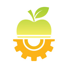 Apple and Gear Technology Symbol Vector.