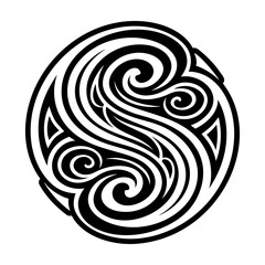 A glyph style icon of flowing stream tattoo