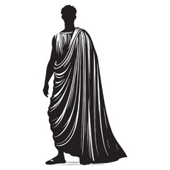 Naklejka premium Wealthy Greek Merchant Attire silhouette, showcasing prosperity and success - Greek Merchant Attire illustration - Greek Merchant Attire vector - Ancient Greek silhouette - Greek dresses silhouette
