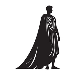 Naklejka premium Hellenistic Greek Merchant Attire silhouette, capturing the essence of antiquity - Greek Merchant Attire illustration - Greek Merchant Attire vector - Ancient Greek silhouette - Greek dresses silhouet