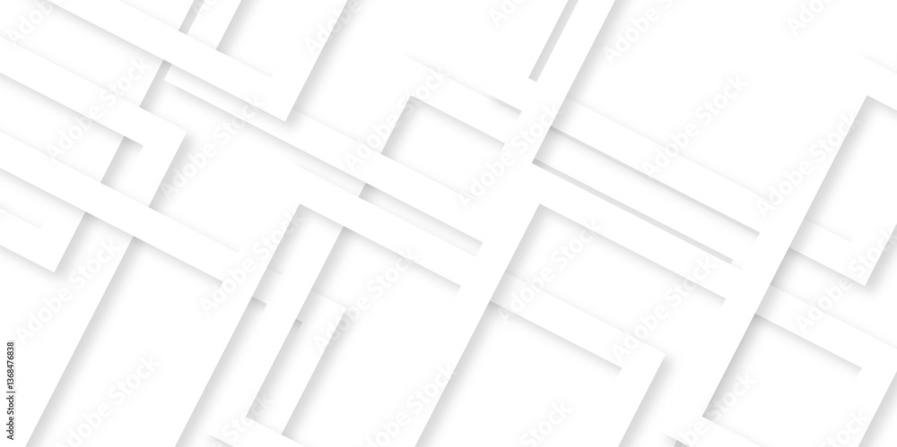 Fototapete Vector white and gray overlap triangle geometric technology pattern. minimal rectangle arranged white lines transparent web square background layers. overlap web presentation design.