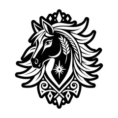 A glyph style icon of horse tattoo