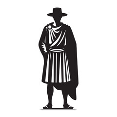 Iconic Greek Merchant Attire silhouette, representing the trade routes of old - Greek Merchant Attire illustration - Greek Merchant Attire vector - Ancient Greek silhouette - Greek dresses silhouette
