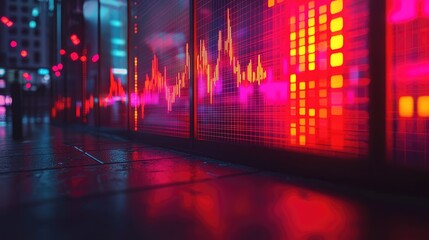 Digital Visualization of Language Models and AI Analysis with Vibrant Neon Colors and Data Waves