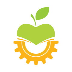 Apple and Gear Technology Symbol Vector.