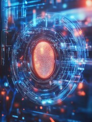 Obraz premium Fingerprint Scan in Digital Interface