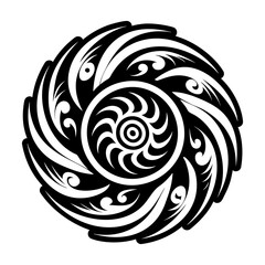A filled style icon of wind swirl symbol