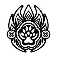 A filled style icon of wolf paw tattoo