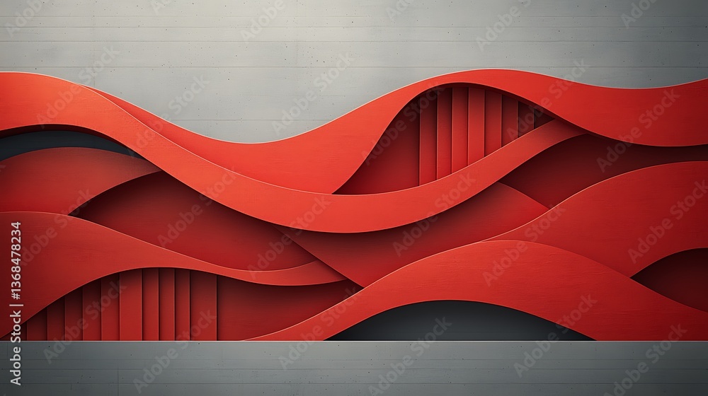 Aufkleber Red abstract wave texture background