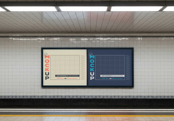 Horizontal Billboard on Subway Underground Mockup
