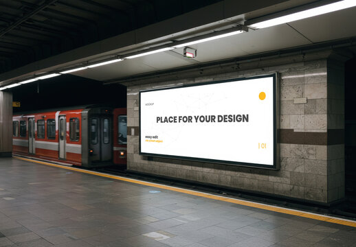 Horizontal Billboard on the Subway Mockup