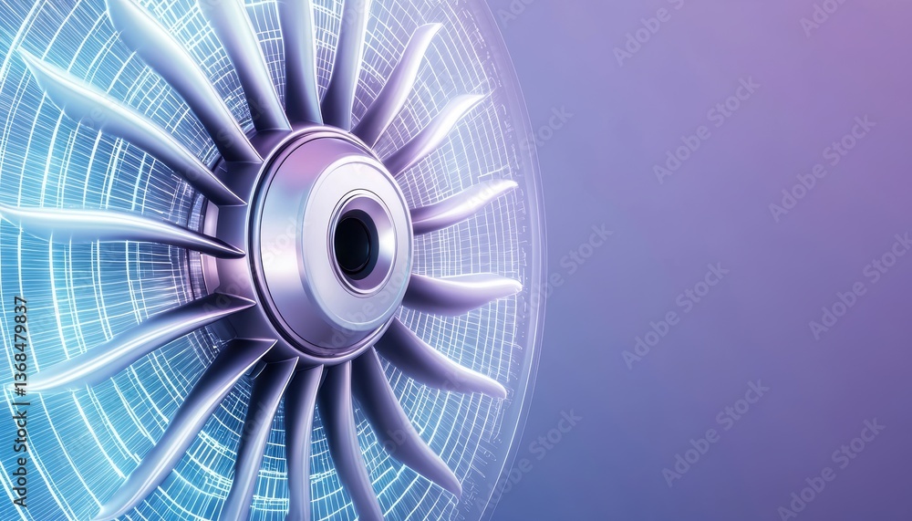 Poster next-generation industrial motor concept with interactive holographic displays, focusing on high-spe