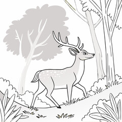 deer in the forest coloring