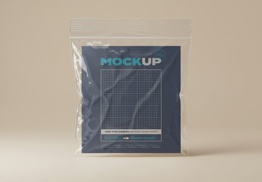 Paper inside Zip Bag Mockup