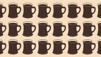 balanced composition of beer mug silhouettes on light amber background for use in bar graphics, craft beer promotions, or restaurant branding