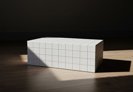 Rectangular Box on the Floor with Light Mockup