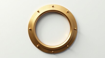 A Golden Circular Porthole on a White Background A Nautical Design Element for Decor and Design Projects