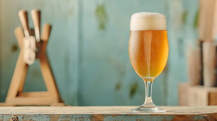 Refreshing golden beer in tall glass