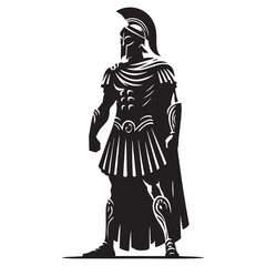 Elite Greek Warrior Attire silhouette, embodying discipline and battle tactics - Greek Warrior Attire illustration - Greek Warrior Attire vector - Ancient Greek silhouette - Greek armor silhouette


