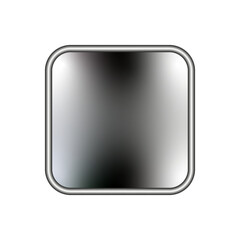 Metallic button icon. Gradient silver finish. Vector rounded shape. Abstract shiny element.