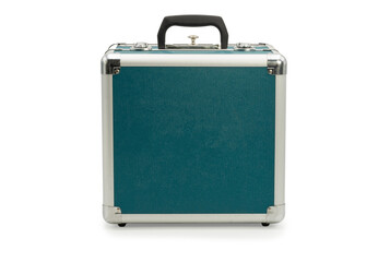 Tool case front face with textured surface and metal detailing for storage and organization