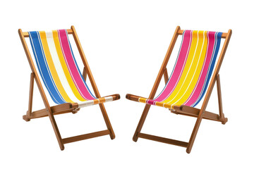  Front view of two  beach chairs, isolated background
