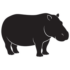 Obraz premium A black silhoutte hippopotamus on a isoleted white background