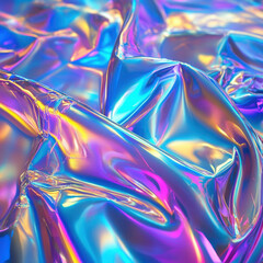 Obraz premium A futuristic holographic foil surface with high-resolution texture and prismatic rainbow reflections