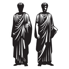 Iconic Greek Philosopher Robe silhouette, a tribute to great minds - Greek Philosopher Robe illustration - Greek Philosopher Robe vector - Ancient Greek silhouette - Greek dresses silhouette

