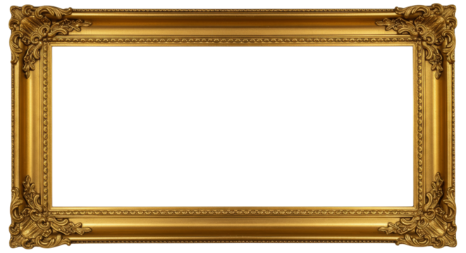 Empty picture frame golden border