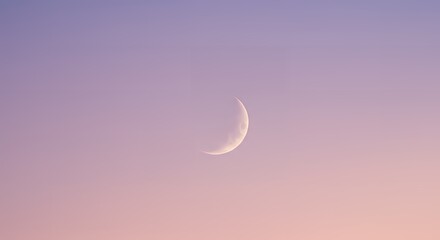 Crescent Moon Shining in Pastel Sky at Twilight Celestial Wonder